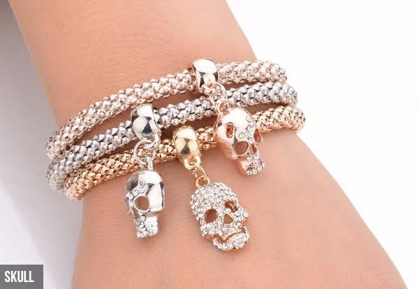 Set of Three Charm Bracelets - Four Styles Available with Free Delivery
