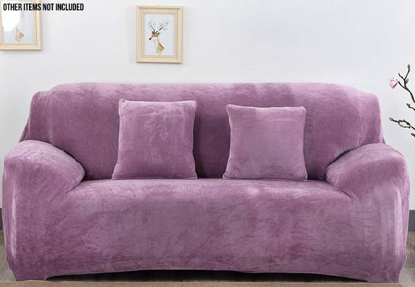 Solid Colour Plush Elastic Sofa Cover Range - Four Sizes & Seven Colours Available