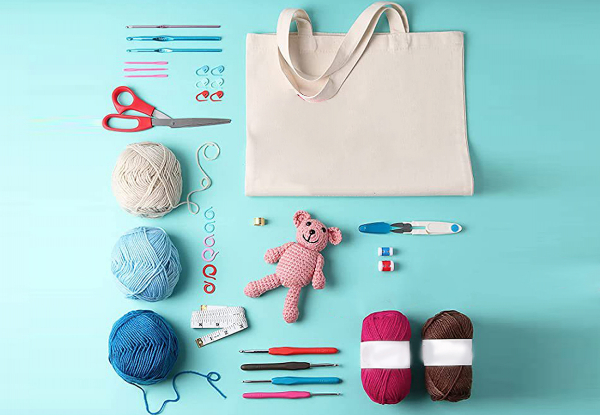 73-Piece Yarn Balls & Tote Bag Crochet Kit