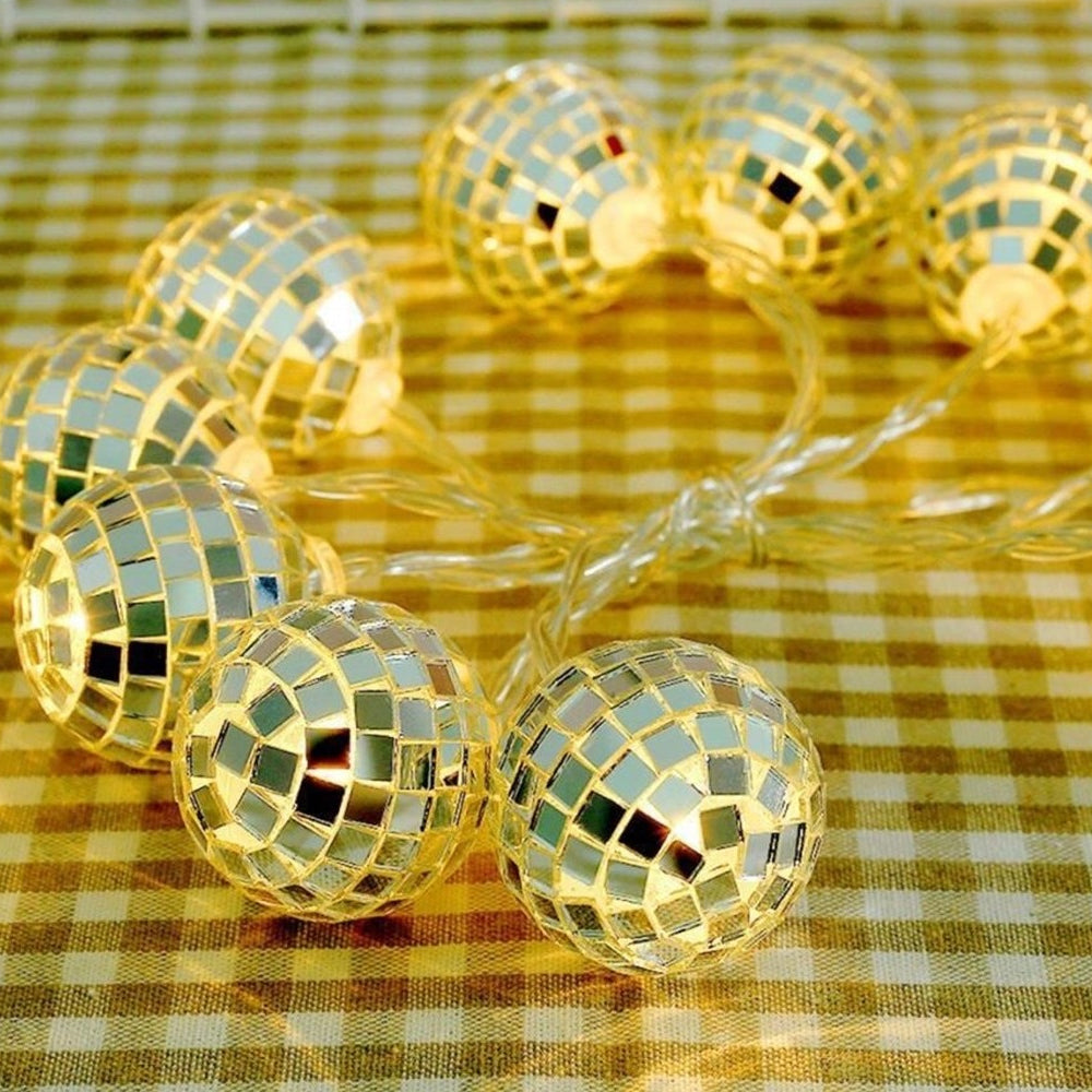 10-LED Mirror Ball Fairy String Disco Lights - Available in Two Colours & Option for 20 & 40-LED