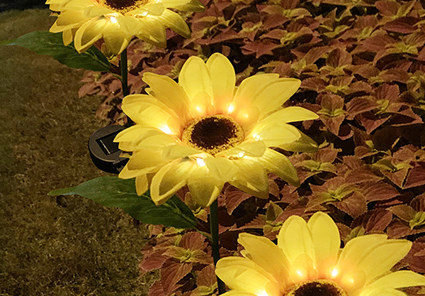 Solar-Powered Sunflower Garden Light - Option for Two-Pack & Three-Pack
