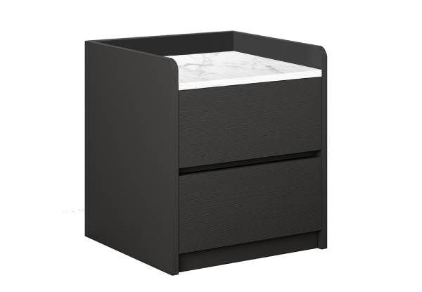 Black & White Bedside Table with Two-Drawers