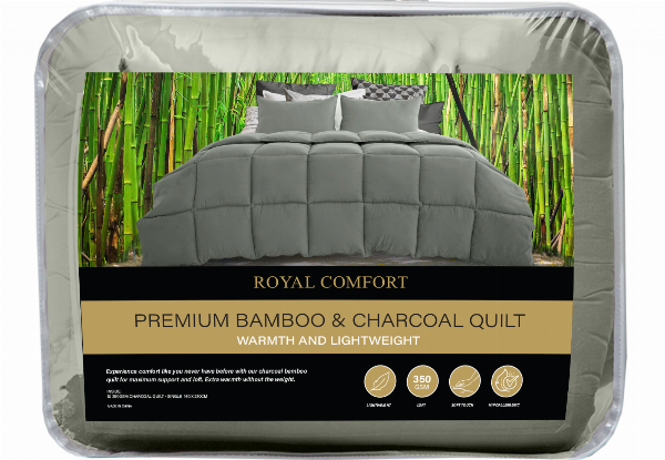 Royal Comfort 350GSM Charcoal Quilt - Four Sizes Available