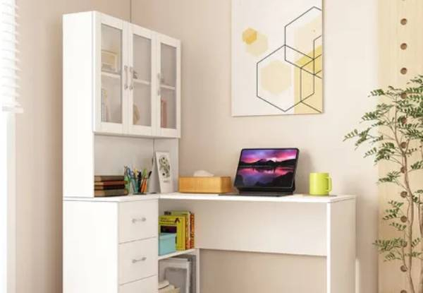 Multifunctional Study Desk with Shelves