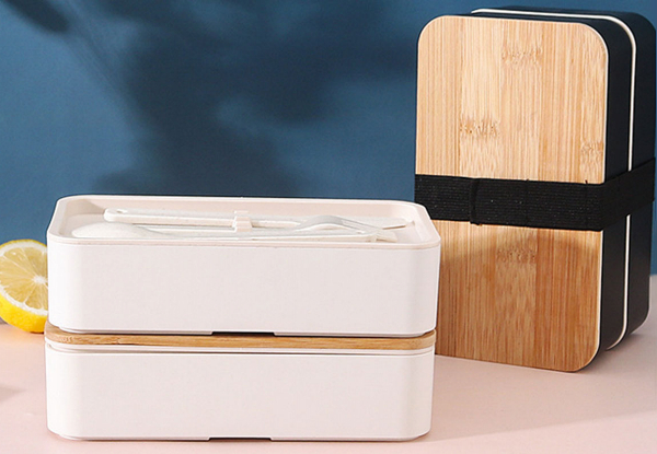 Two-Layer Leak-Proof Bento Box with Cutlery & Insulated Bag - Available in Two Colours & Option for Two