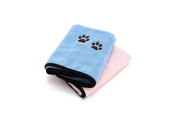 Microfiber Comfort Pet Bath Towel - Two Colours Available & Option for Two-Pack