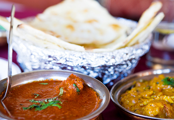 Two Curries with Shared Rice & Naan Bread for Two People - Options for Four, Six or Eight People