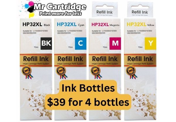 Ink Bottles, Ink Cartridges & Toner Cartridges Compatible with Epson, Brother or Canon Printers incl. Delivery - Options for a Set of Cartridges for Current and New Printers