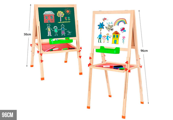 96cm Kids Double-Sided Adjustable Standing Whiteboard/Chalkboard - 116cm Option Available