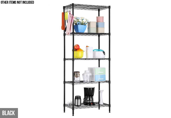 Five-Tier Steel Storage Shelves - Two Colours Available