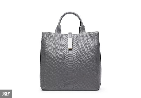 Leather Snake Skin Effect Handbag - Three Colours Available