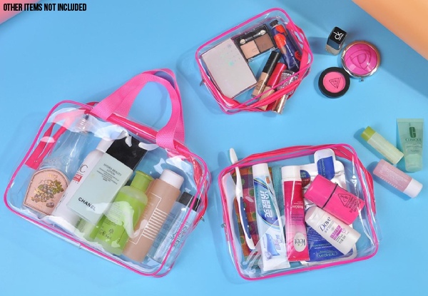 Three-Piece Clear Travel Bag Set - Option for Two & Two Colours Available with Free Delivery