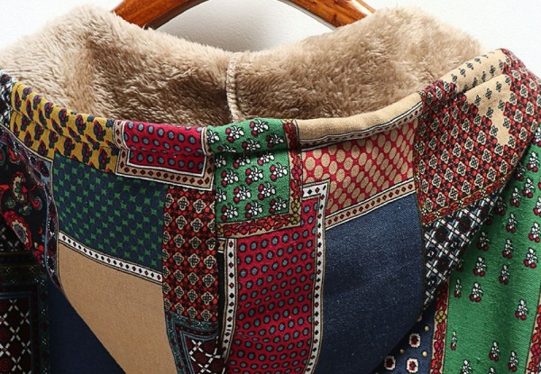 Women Patchwork Fleece-Lined Coat - Five Sizes & Four Colours Available