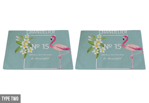 Set of Two Flamingo Printed Table Mats
