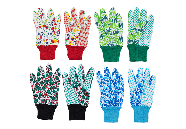 Four Pairs of Floral Gardening Gloves - Option for Eight Pairs