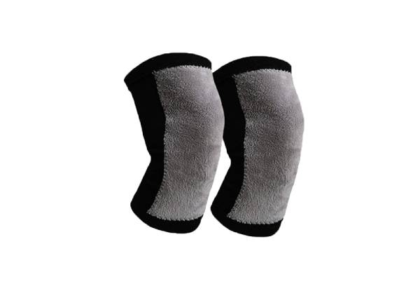 Two-Pair of Black & Grey Plush Knee Warmers  - Three Sizes Available