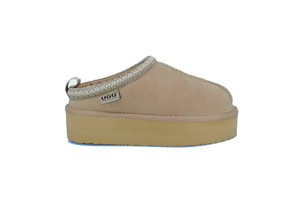 Ugg Roughland Platform Water-Resistant Tassie Suede Sheepskin Moccasin Slippers -  Available in Two Colours & Six Sizes