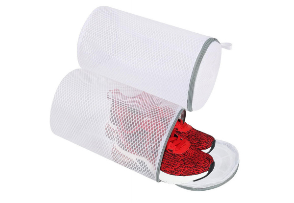 Two-Piece Washing Machine Mesh Shoe Bag with Zipper - Option for Four