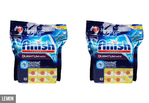 Two-Pack of Finish Quantum Max Dishwasher Tablets 60s (120 Tablets) - Two Scents Available