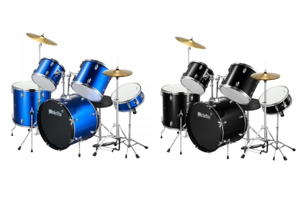 Five-Piece Drum Set with Cymbals, Kick Pedal & Stool - Two Colours Available
