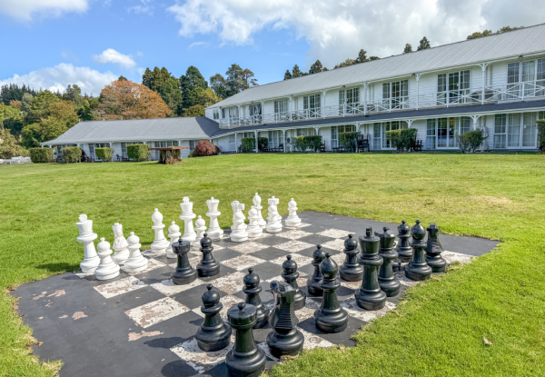 4.5-Star Rotorua Stay for Two People in a King/Twin Room incl. Daily Cooked Breakfast, Welcome Basket, $50 F&B Credit, Late Checkout, Parking, Lawn Tennis, Kayak Hire - Option to Upgrade to Lakeview Room