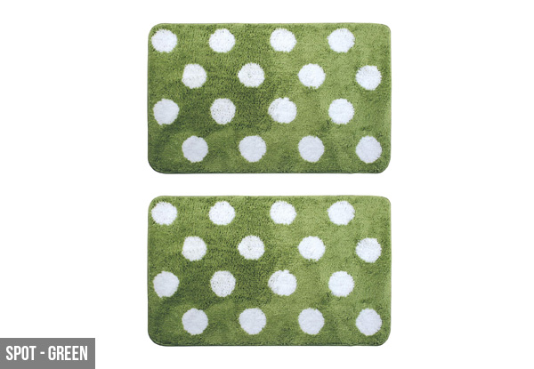Two-Pack of Microfibre Bath Mats - Four Colours & Two Designs Available