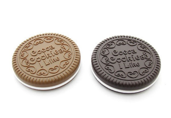 Chocolate Cookie Mini Compact Mirror with Comb - Available in Two Colours & Option for Two-Pack