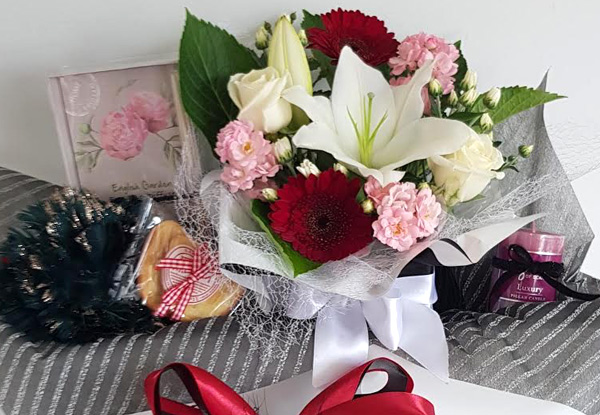 Luxury Gift Hamper with Fresh Flowers - Option for Auckland Pick-Up or Delivery Available