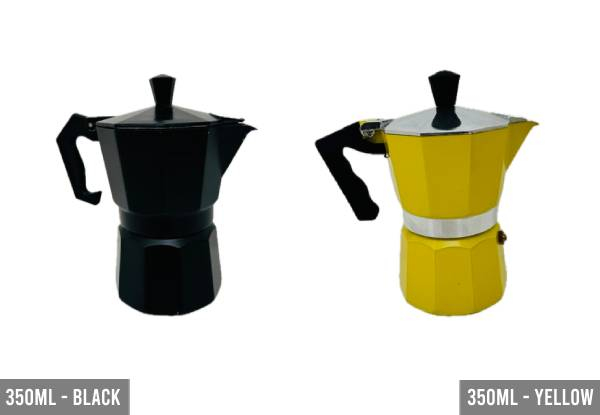 Moka Express Espresso Pot Range - Available in Two Styles, 10 Colours & Three Sizes