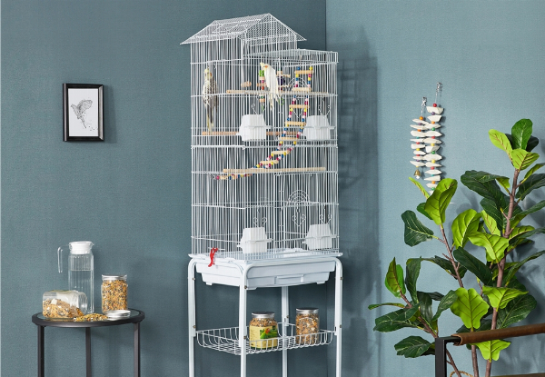 Bird Cage with Stand & Toy - Two Colours Available