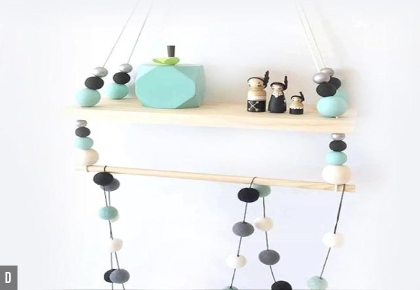 Nordic Style Wooden Beads Hanging Display Rack Wall Shelf - Four Styles  Available
