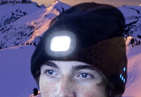 Beanie with Built-In Bluetooth Headphones & LED Light