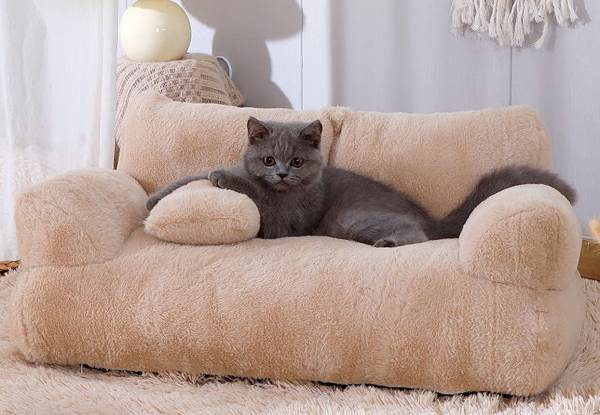 Pet Fluffy Couch Bed - Available in Two Colours & Three Sizes