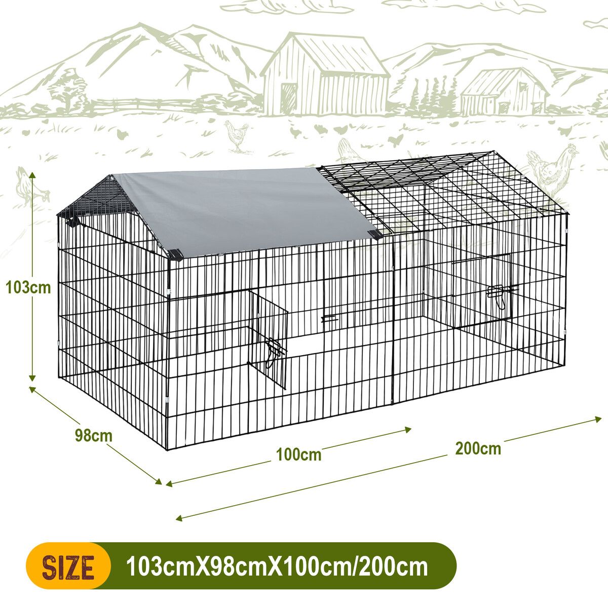 Metal Chicken Coop Run - Two Sizes Available