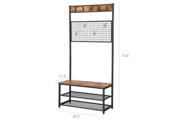 Vasagle Coat Rack Storage Shelves with Grid Memo Board