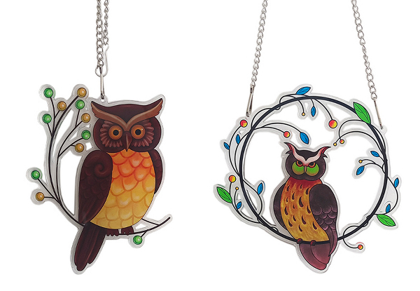 Owl Shaped Window Hanging Pendant - Available in Two Styles & Option for Two-Piece