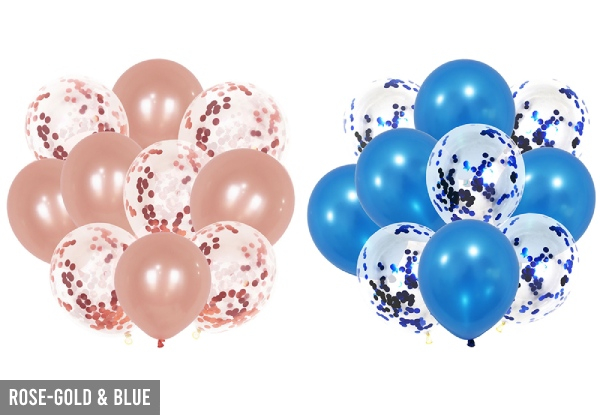 Two Sets of Mixed Confetti & Metallic Chrome Latex Balloons - Five Colours Available & Option for Four Sets