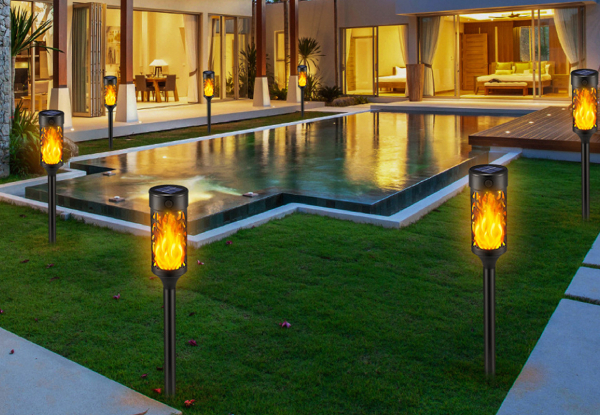 Set of Two-Piece Solar Flame Lights - Option for Two or Three Sets