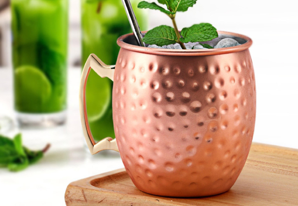 Two-Pack 550ml Moscow Mule Stainless Steel Copper-Finish Mug - Two Styles Available & Option for Four-Pack