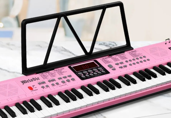 Portable 61-Key Electronic Keyboard with Mic & Stand - Two Colours Available