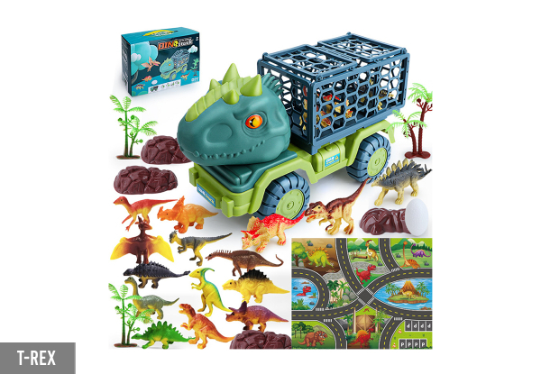 Dinosaur Truck Toy Incl. 15 Dino Figures Set - Two Options Available