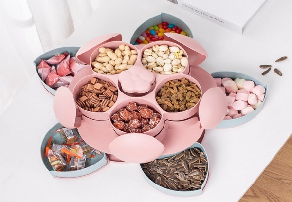 Petal-Shape Rotating Snack Box - Two Colours Available