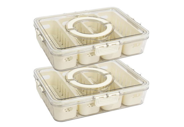 Four-Compartment Divided Serving Tray with Lid - Option for Two