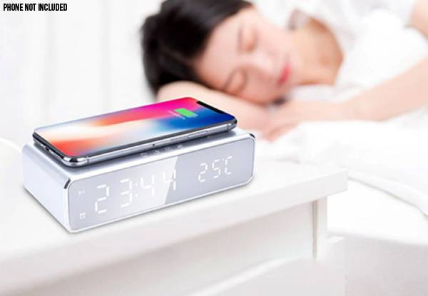 Two-in-One LED Alarm & Wireless Phone Charger - Two Colours Available