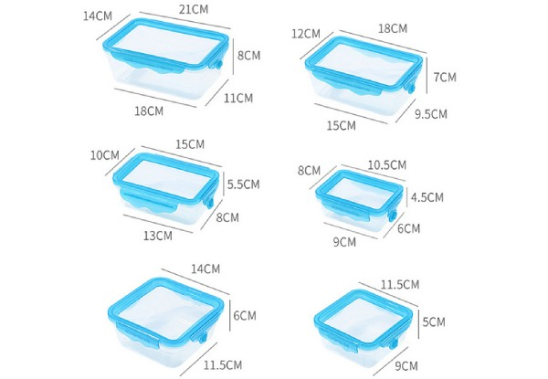 Set of Six Food Storage Boxes with Silicone Lids