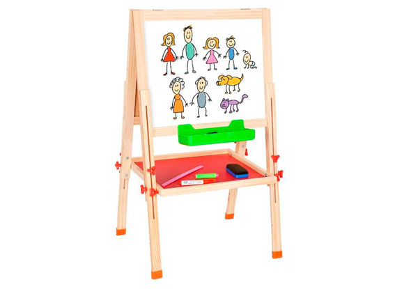 96cm Kids Double-Sided Adjustable Standing Whiteboard/Chalkboard - 116cm Option Available