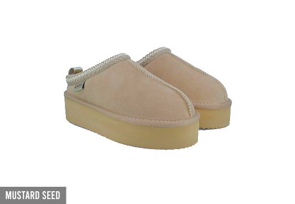 Ugg Roughland Platform Water-Resistant Tassie Suede Sheepskin Moccasin Slippers -  Available in Two Colours & Six Sizes