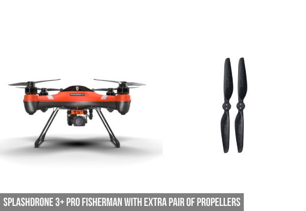 Splashdrone 3+ Pro Fisherman with Extra Pair of Propellers - Option for Splashdrone 3+ Pro Fisherman Starter Combo with Extra Propellers, Craft Battery & Landing Gear
