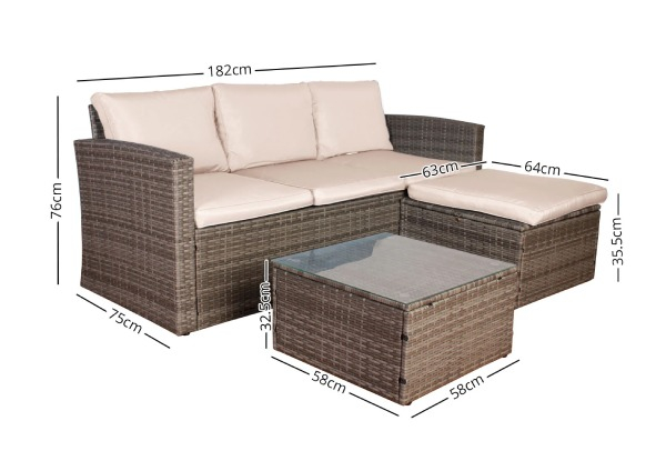 Three-Piece Reo Wicker Set with Storage