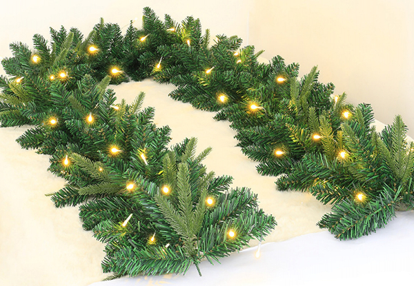 2.7m Christmas Lighted Pine Garland Decoration